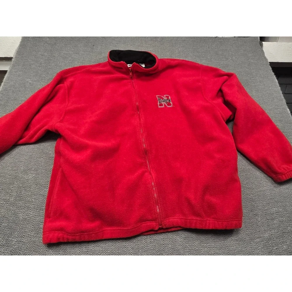 Iron Knights Athletics Nebraska Huskers Fleece Jacket Red Full Zip Mens 2XL NCAA